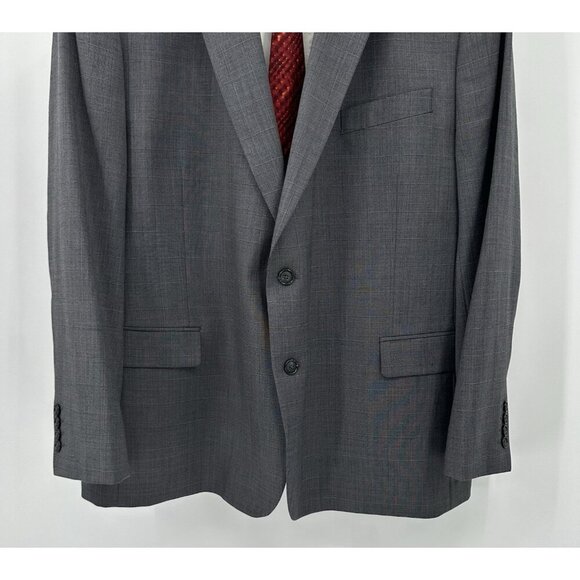 jacket blazer sport coat classic fit stretch windowpane wool gray 50R - Picture 6 of 9